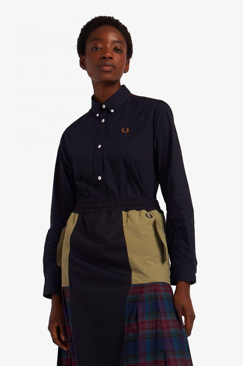 Fred Perry Tartan Panel Clearance - Navy Womens Shirts